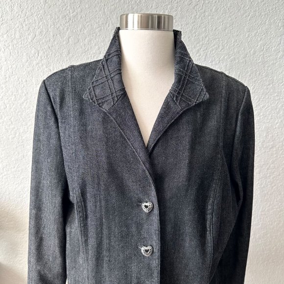 St. John Sport Dark Denim Ruffle Jacket - Picture 4 of 14